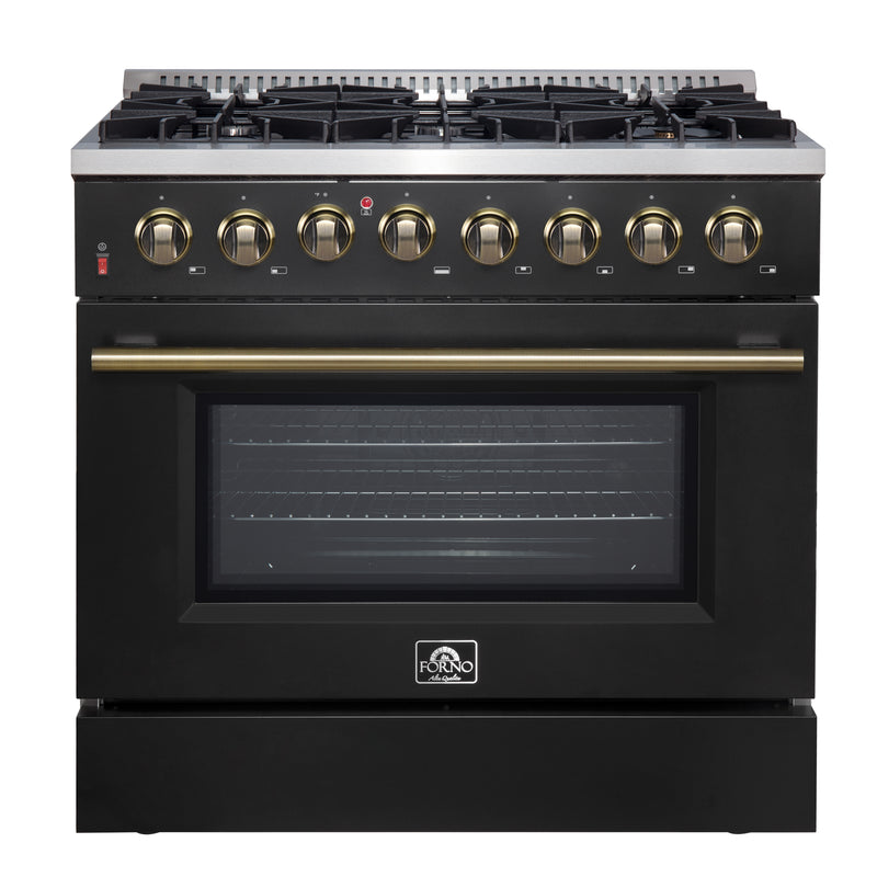 Load image into Gallery viewer, Forno Galiano 36-inch, Black Dual Fuel Range with 6 Sealed Burners - FFSGS6156-36BLK