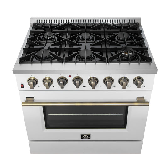Forno Galiano 36" Freestanding Dual Fuel Range in White