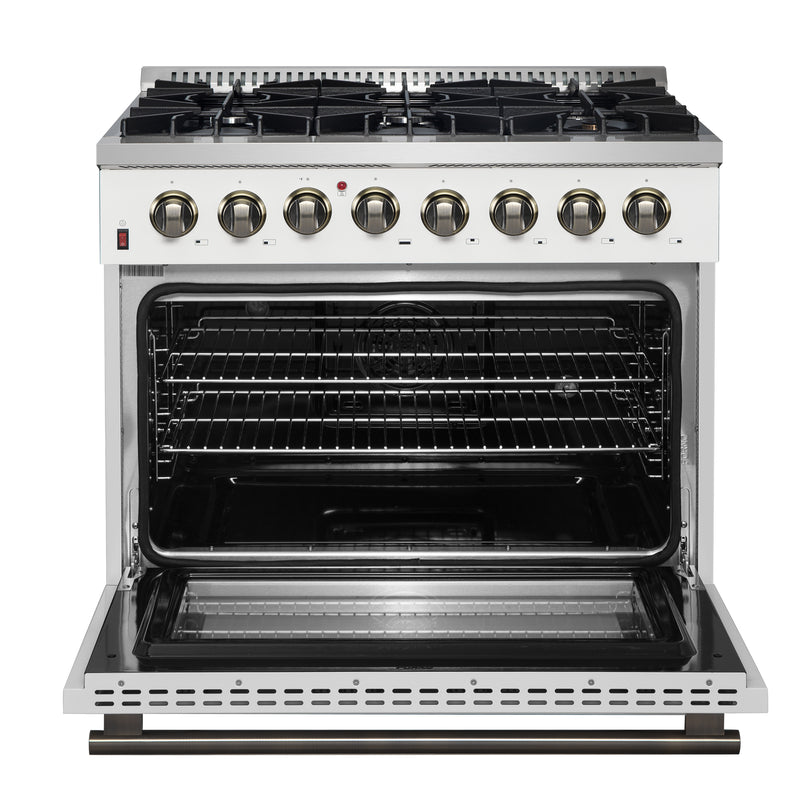 Load image into Gallery viewer, Forno Galiano 36-inch, White Freestanding Dual Fuel Range - FFSGS6156-36WHT