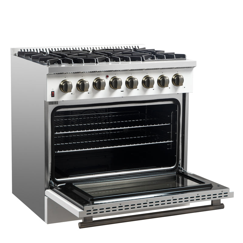 Load image into Gallery viewer, Forno Galiano 36" Freestanding Dual Fuel Range in White