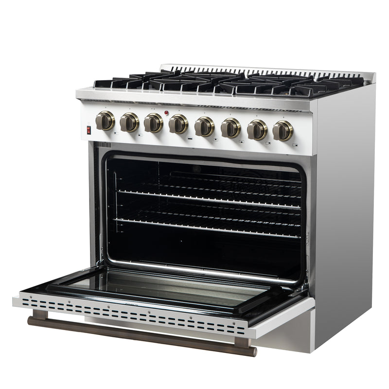 Load image into Gallery viewer, Forno Galiano 36-inch, White Freestanding Dual Fuel Range - FFSGS6156-36WHT