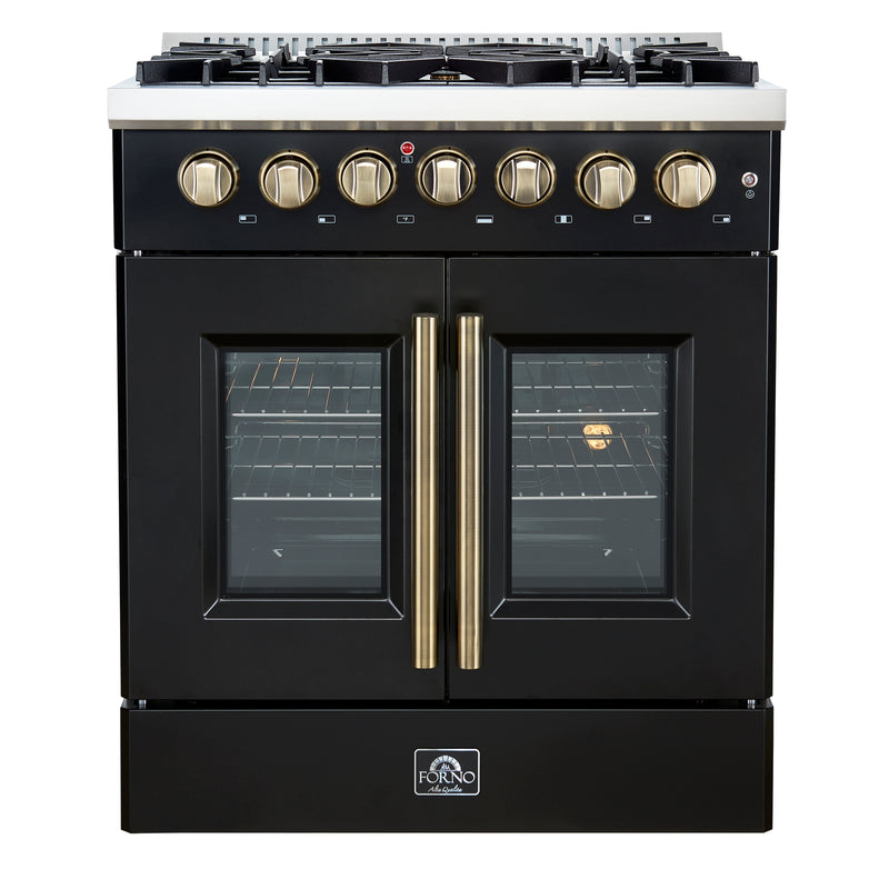 Load image into Gallery viewer, Forno Galiano 30-inch Freestanding French Door Dual Fuel Range Black