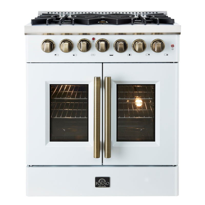 Load image into Gallery viewer, Forno Galiano 30-inch, White Freestanding French Door Dual Fuel Range - FFSGS6356-30WHT