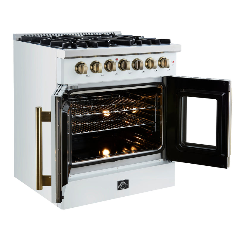 Load image into Gallery viewer, Forno Galiano 30-inch, White Freestanding French Door Dual Fuel Range - FFSGS6356-30WHT