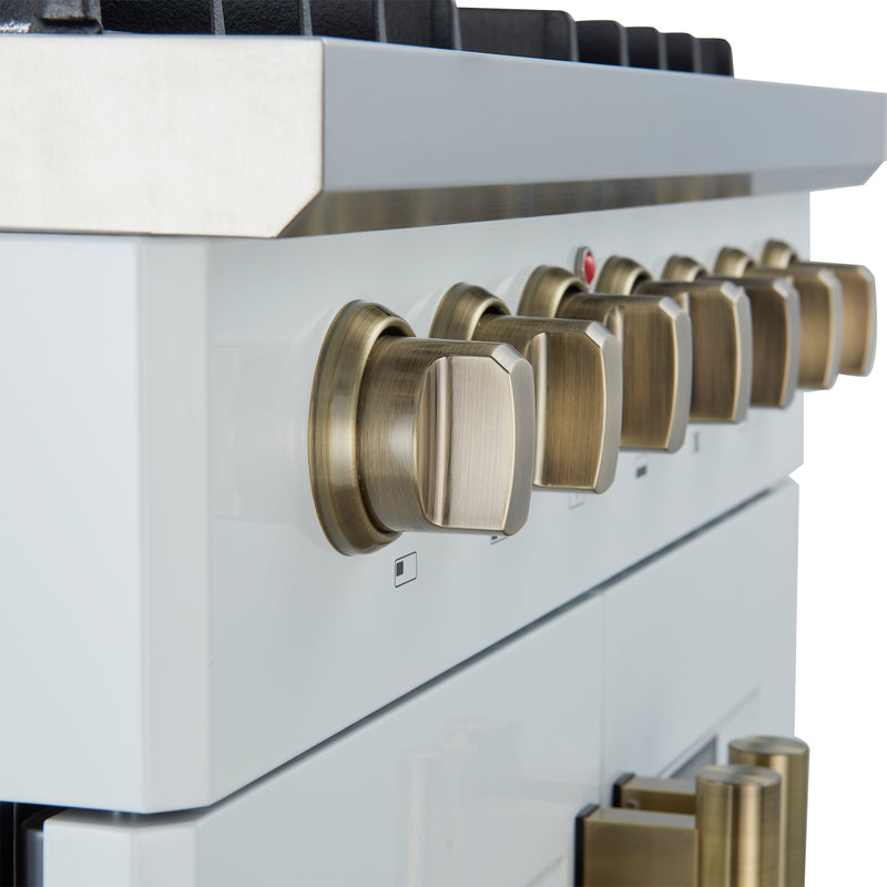Load image into Gallery viewer, Forno Galiano 30-inch, White Freestanding French Door Dual Fuel Range - FFSGS6356-30WHT