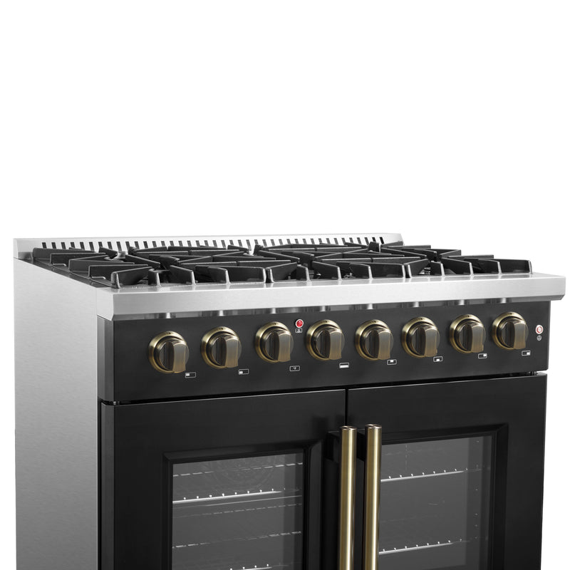 Load image into Gallery viewer, Forno Galiano 36-inch Freestanding French Door Dual Fuel Range Black