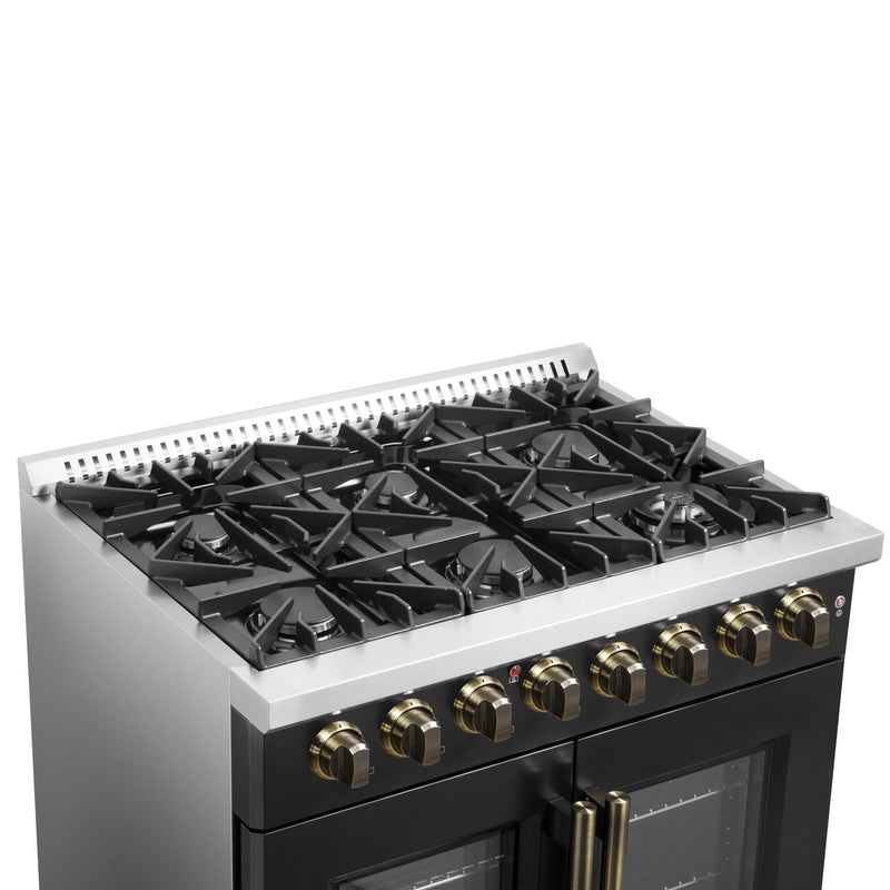 Load image into Gallery viewer, Forno Galiano 36-inch Freestanding French Door Dual Fuel Range Black
