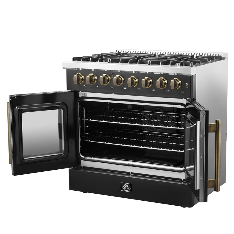 Load image into Gallery viewer, Forno Galiano 36-inch Freestanding French Door Dual Fuel Range Black