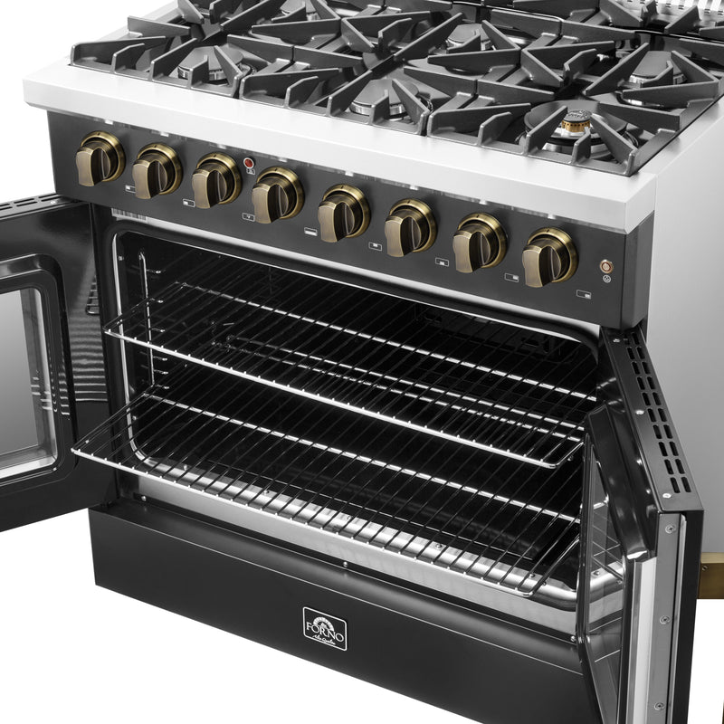 Load image into Gallery viewer, Forno Galiano 36-inch Freestanding French Door Dual Fuel Range Black