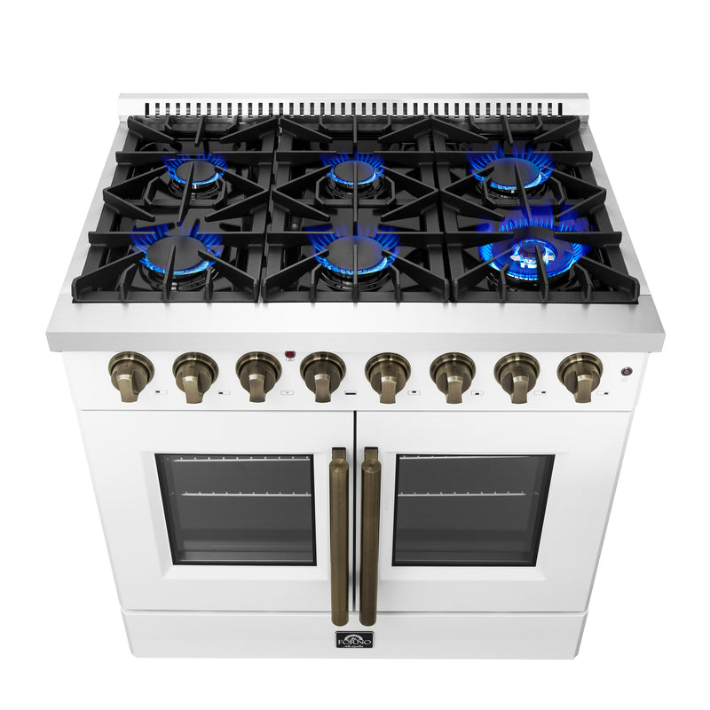 Load image into Gallery viewer, Forno Galiano 36-inch, White Freestanding French Door Dual Fuel Range - FFSGS6356-36WHT