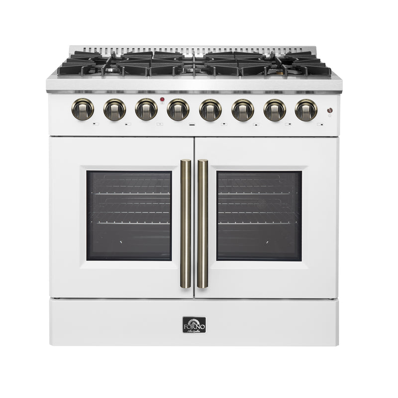 Load image into Gallery viewer, Forno Galiano 36-inch, White Freestanding French Door Dual Fuel Range - FFSGS6356-36WHT