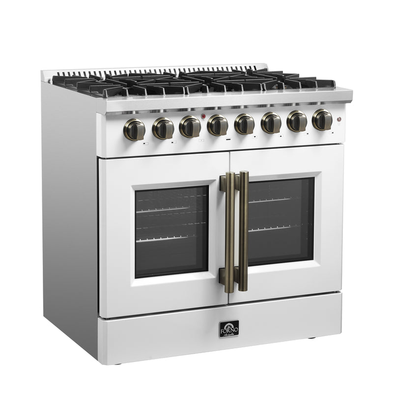 Load image into Gallery viewer, Forno Galiano 36-inch, White Freestanding French Door Dual Fuel Range - FFSGS6356-36WHT