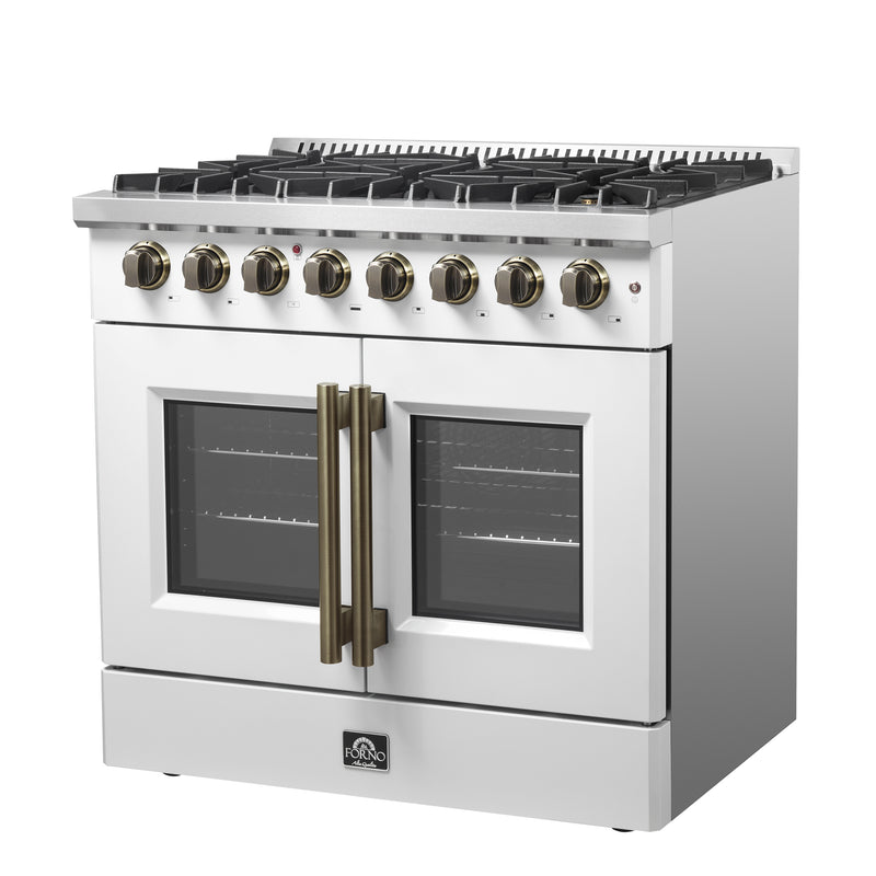 Load image into Gallery viewer, Forno Galiano 36-inch, White Freestanding French Door Dual Fuel Range - FFSGS6356-36WHT