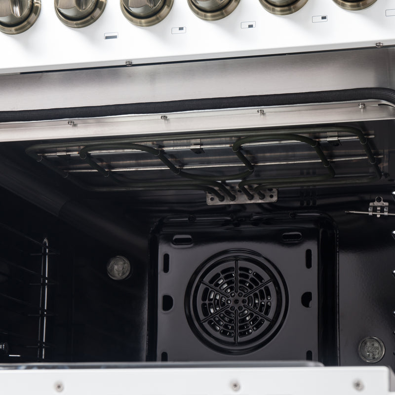 Load image into Gallery viewer, Forno Galiano 48-inch French Door Dual Fuel Range, White & Antique Brass Design, 8 Sealed Burners - 107,000 BTU, Griddle, 6.58 cu.ft. Double Ovens