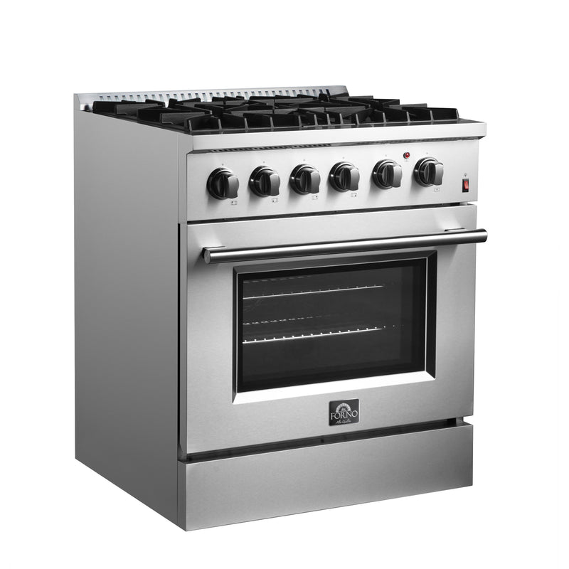 Load image into Gallery viewer, Forno Marco 30-Inch Dual Fuel Range, Stainless Steel, 4 Burners, 37,000 BTU, True Convection Oven, Energy Efficient