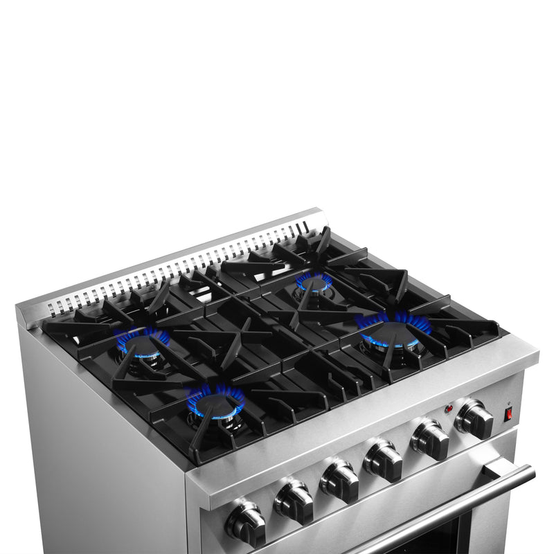 Load image into Gallery viewer, Forno Marco 30-Inch Dual Fuel Range, Stainless Steel, 4 Burners, 37,000 BTU, True Convection Oven, Energy Efficient