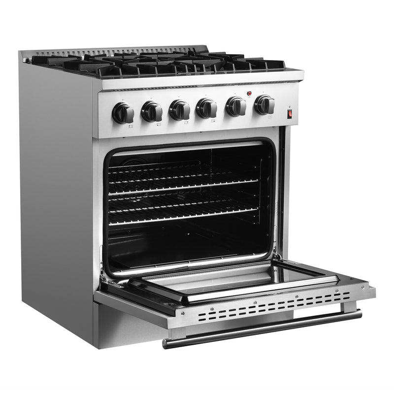 Load image into Gallery viewer, Forno Marco 30-Inch Dual Fuel Range, Stainless Steel, 4 Burners, 37,000 BTU, True Convection Oven, Energy Efficient