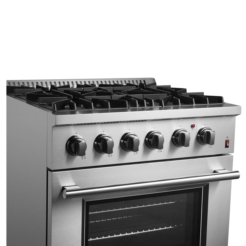 Load image into Gallery viewer, Forno Marco 30-Inch Dual Fuel Range, Stainless Steel, 4 Burners, 37,000 BTU, True Convection Oven, Energy Efficient