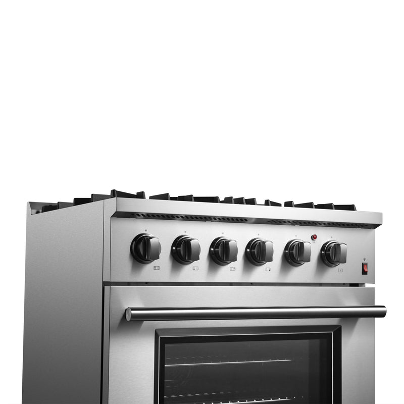 Load image into Gallery viewer, Forno Marco 30-Inch Dual Fuel Range, Stainless Steel, 4 Burners, 37,000 BTU, True Convection Oven, Energy Efficient