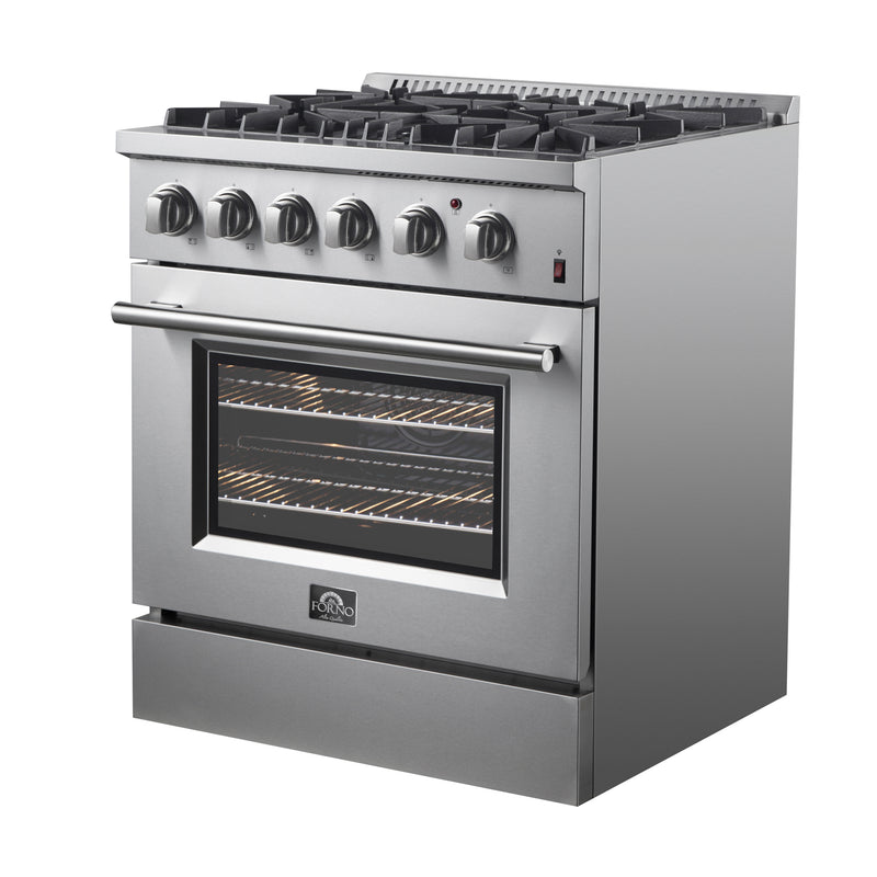 Load image into Gallery viewer, Forno Marco 30-Inch Dual Fuel Range, Stainless Steel, 4 Burners, 37,000 BTU, True Convection Oven, Energy Efficient
