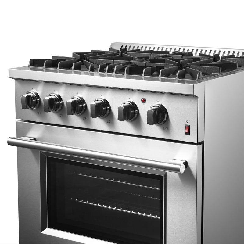 Load image into Gallery viewer, Forno Marco 30-Inch Dual Fuel Range, Stainless Steel, 4 Burners, 37,000 BTU, True Convection Oven, Energy Efficient