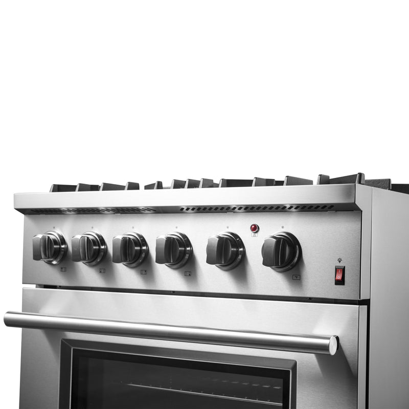 Load image into Gallery viewer, Forno Marco 30-Inch Dual Fuel Range, Stainless Steel, 4 Burners, 37,000 BTU, True Convection Oven, Energy Efficient