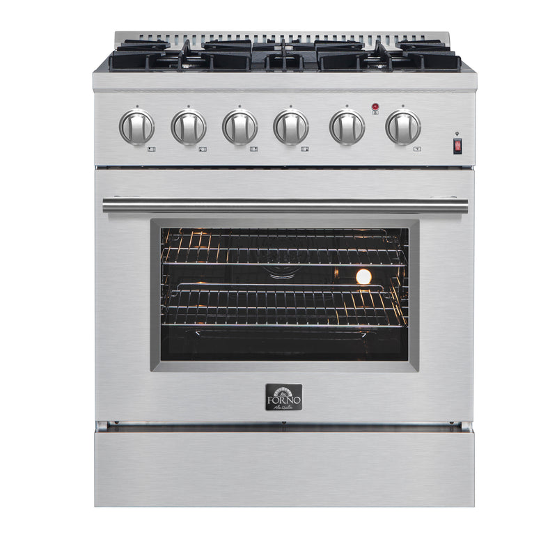Load image into Gallery viewer, Forno Marco 30-Inch Dual Fuel Range, Stainless Steel, 4 Burners, 37,000 BTU, True Convection Oven, Energy Efficient