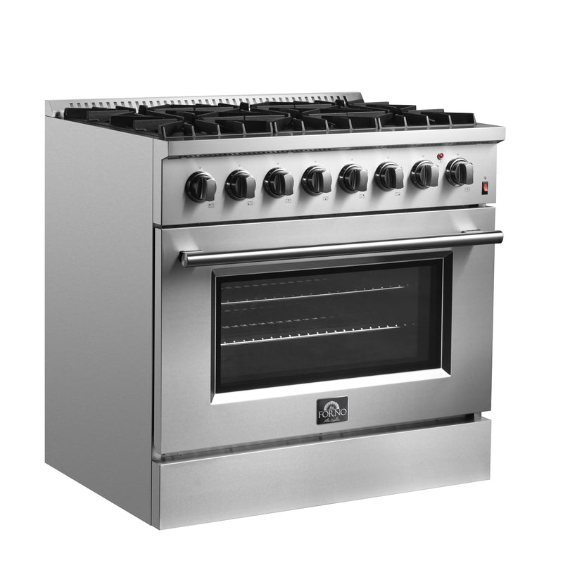 Load image into Gallery viewer, Forno Marco 36-Inch Dual Fuel Range, Stainless Steel, 6 Burners, 67,000 BTU, True Convection Oven, Energy Efficient