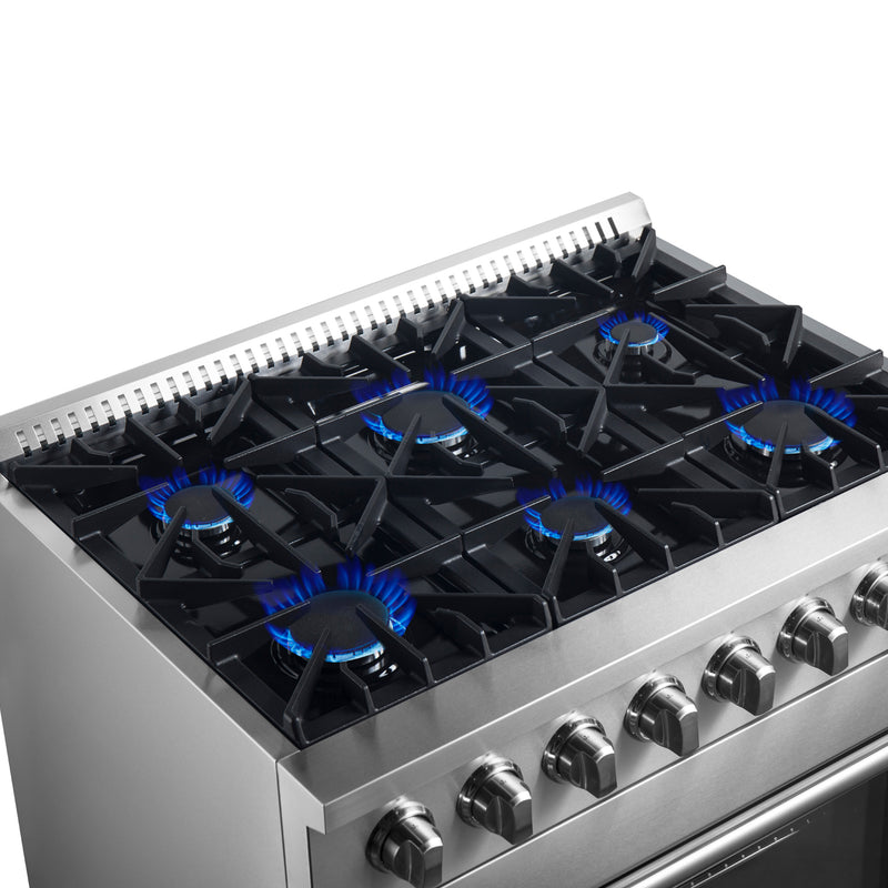 Load image into Gallery viewer, Forno Marco 36-Inch Dual Fuel Range, Stainless Steel, 6 Burners, 67,000 BTU, True Convection Oven, Energy Efficient