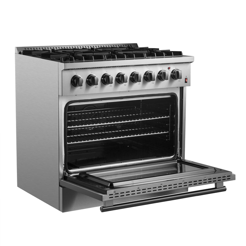 Load image into Gallery viewer, Forno Marco 36-Inch Dual Fuel Range, Stainless Steel, 6 Burners, 67,000 BTU, True Convection Oven, Energy Efficient