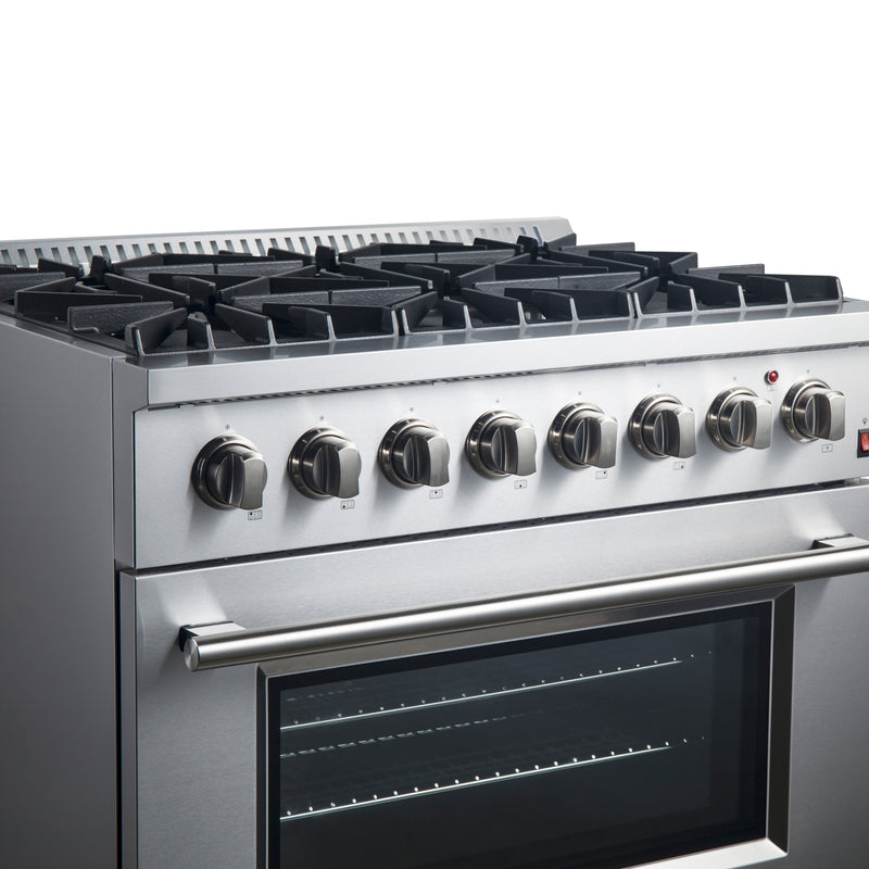 Load image into Gallery viewer, Forno Marco 36-Inch Dual Fuel Range, Stainless Steel, 6 Burners, 67,000 BTU, True Convection Oven, Energy Efficient