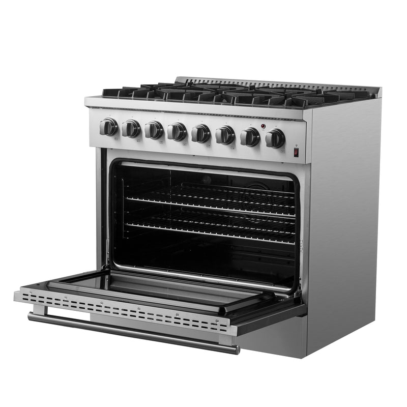 Load image into Gallery viewer, Forno Marco 36-Inch Dual Fuel Range, Stainless Steel, 6 Burners, 67,000 BTU, True Convection Oven, Energy Efficient