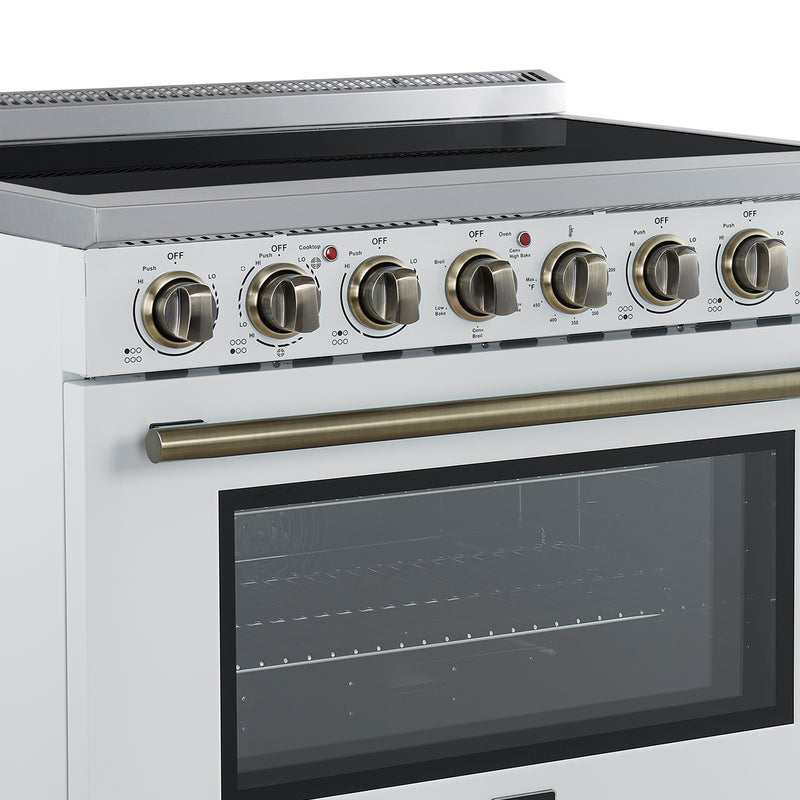 Load image into Gallery viewer, Forno Paolo 36 Inch White Freestanding Electric Range, Stainless Steel, 5.44 cu.ft, True Convection Oven, Energy Efficient