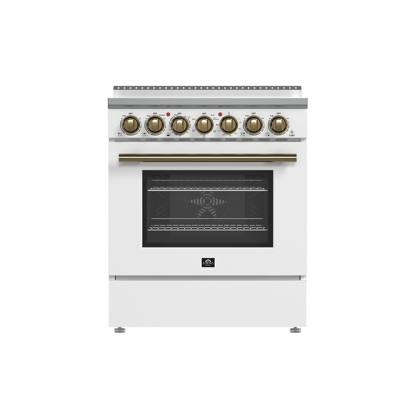 Load image into Gallery viewer, Forno Paolo 30-Inch Freestanding Electric Range, White, 4.38 cu.ft, True Convection Oven, Energy Efficient