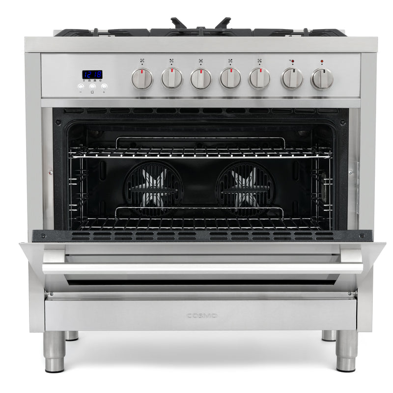 Load image into Gallery viewer, Cosmo Commercial-Style 36 inch, Stainless Steel Single Oven Dual Fuel Range - F965
