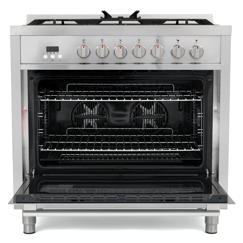 Load image into Gallery viewer, Cosmo Commercial-Style 36 inch, Stainless Steel Single Oven Dual Fuel Range - F965