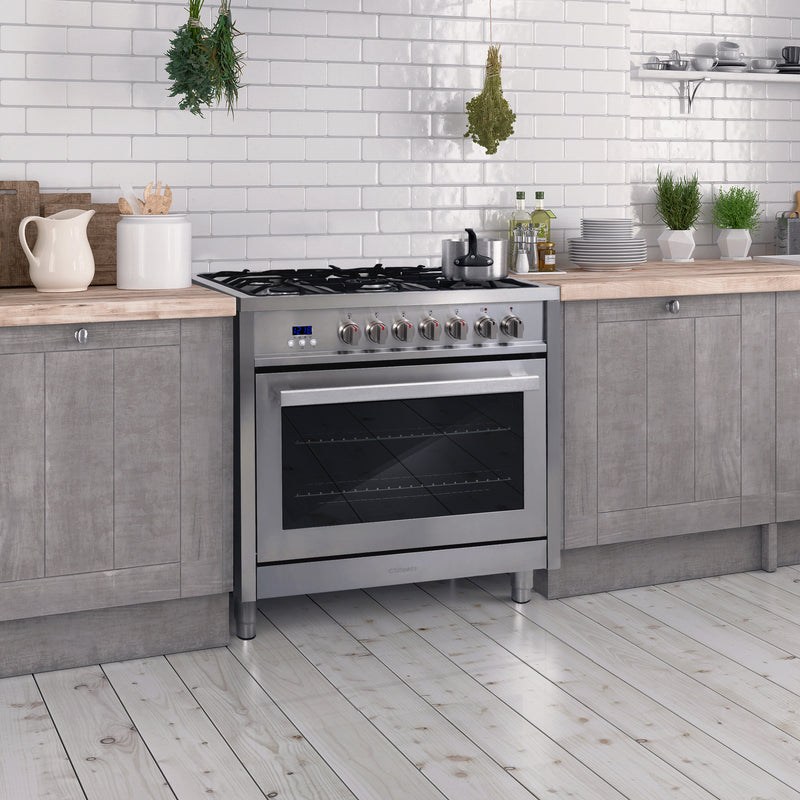 Load image into Gallery viewer, Cosmo Commercial-Style 36 inch, Stainless Steel Single Oven Dual Fuel Range - F965