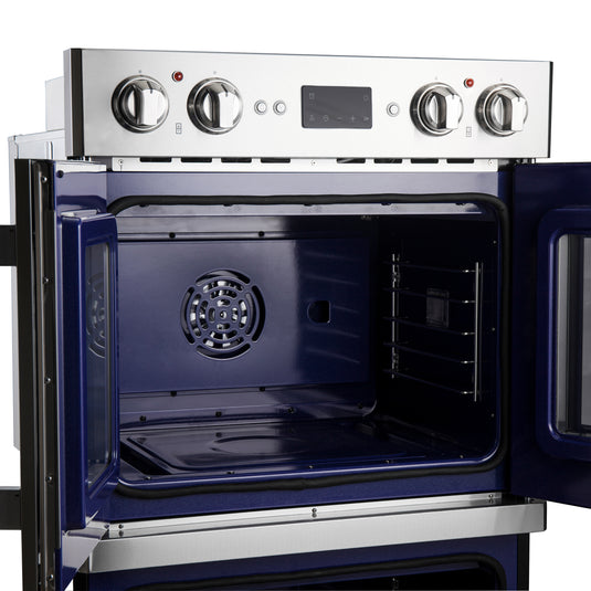 Forno Gallico 30-Inch Electric French Door Double Oven, Stainless Steel, Convection Cooking, Touch Control Panel, Self-Cleaning Function