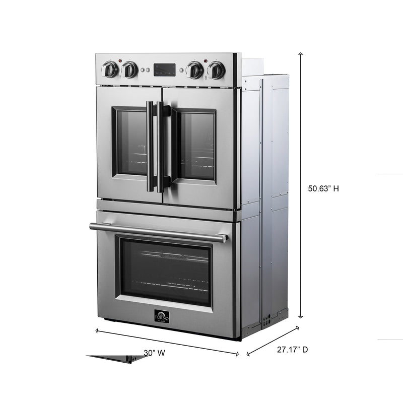 Load image into Gallery viewer, Forno Gallico 30-Inch Electric French Door Double Oven, Stainless Steel, Convection Cooking, Touch Control Panel, Self-Cleaning Function