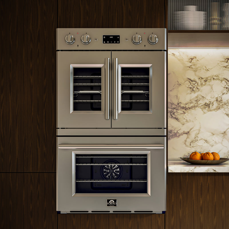 Load image into Gallery viewer, Forno Gallico 30-Inch Electric French Door Double Oven, Stainless Steel, Convection Cooking, Touch Control Panel, Self-Cleaning Function