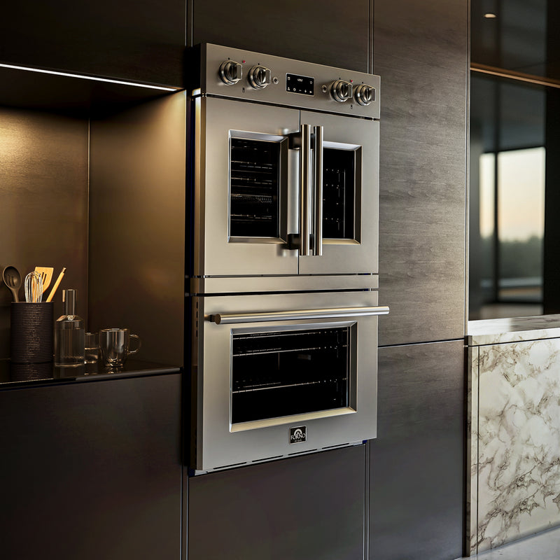 Load image into Gallery viewer, Forno Gallico 30-Inch Electric French Door Double Oven, Stainless Steel, Convection Cooking, Touch Control Panel, Self-Cleaning Function