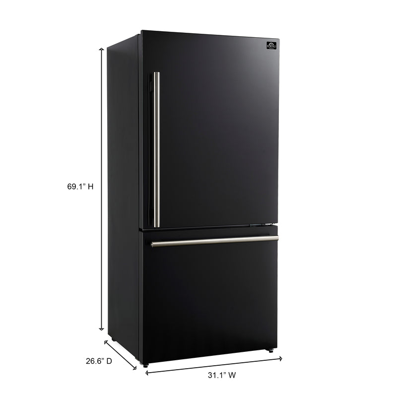 Load image into Gallery viewer, Forno Milano Espresso 31-Inch, Black Bottom Freezer Refrigerator - FFFFD1785-31BLK