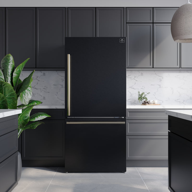 Load image into Gallery viewer, Forno Milano Espresso 31-Inch, Black Bottom Freezer Refrigerator - FFFFD1785-31BLK