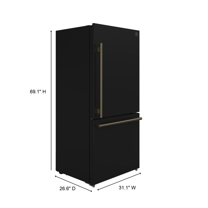 Load image into Gallery viewer, Forno Milano Espresso 31-Inch, Black Bottom Freezer Refrigerator - FFFFD1785-31BLK