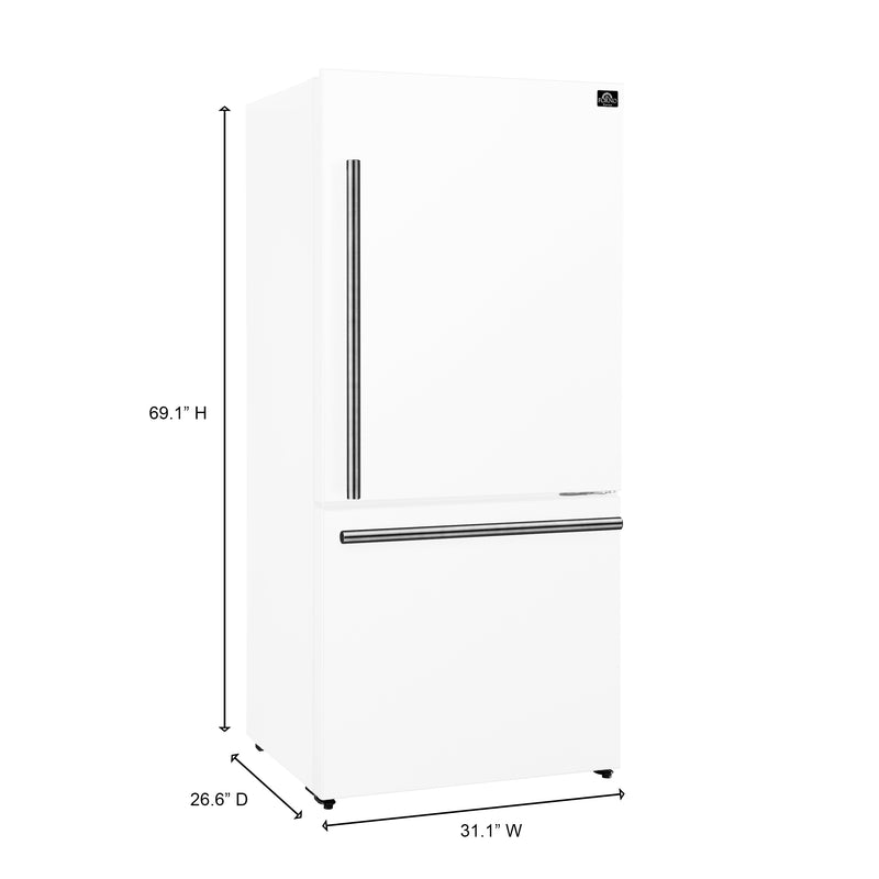 Load image into Gallery viewer, Forno Milano Espresso 31-Inch, White Bottom Freezer Refrigerator - FFFFD1785-31WHT