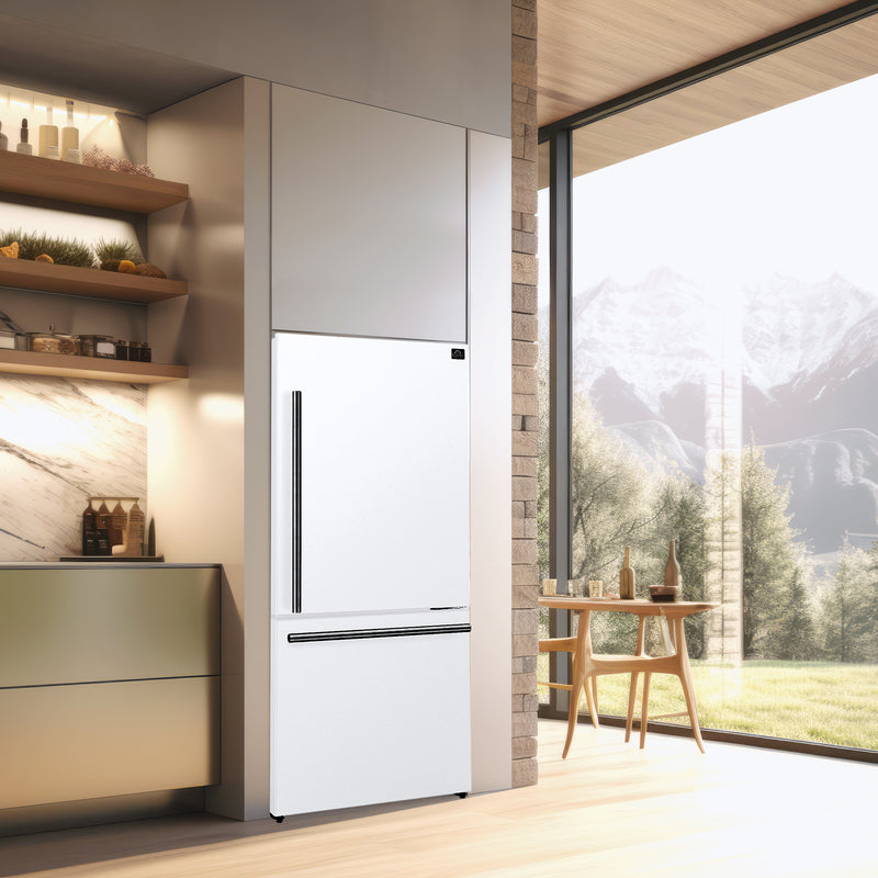 Load image into Gallery viewer, Forno Milano Espresso 31-Inch, White Bottom Freezer Refrigerator - FFFFD1785-31WHT
