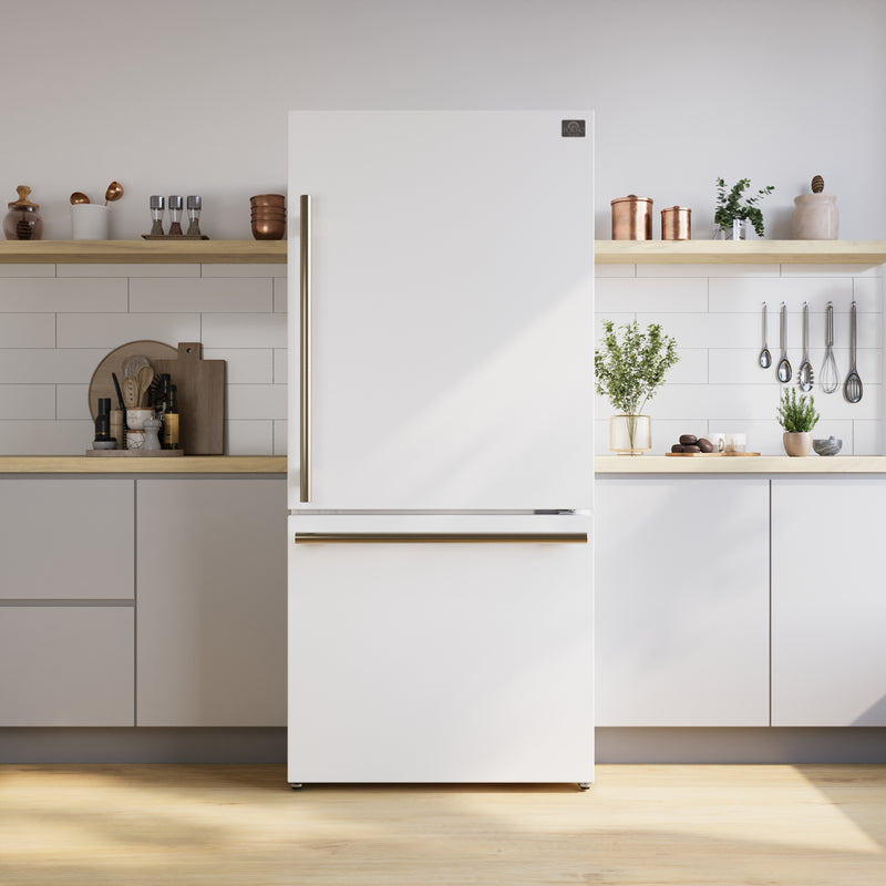 Load image into Gallery viewer, Forno Milano Espresso 31-Inch, White Bottom Freezer Refrigerator - FFFFD1785-31WHT