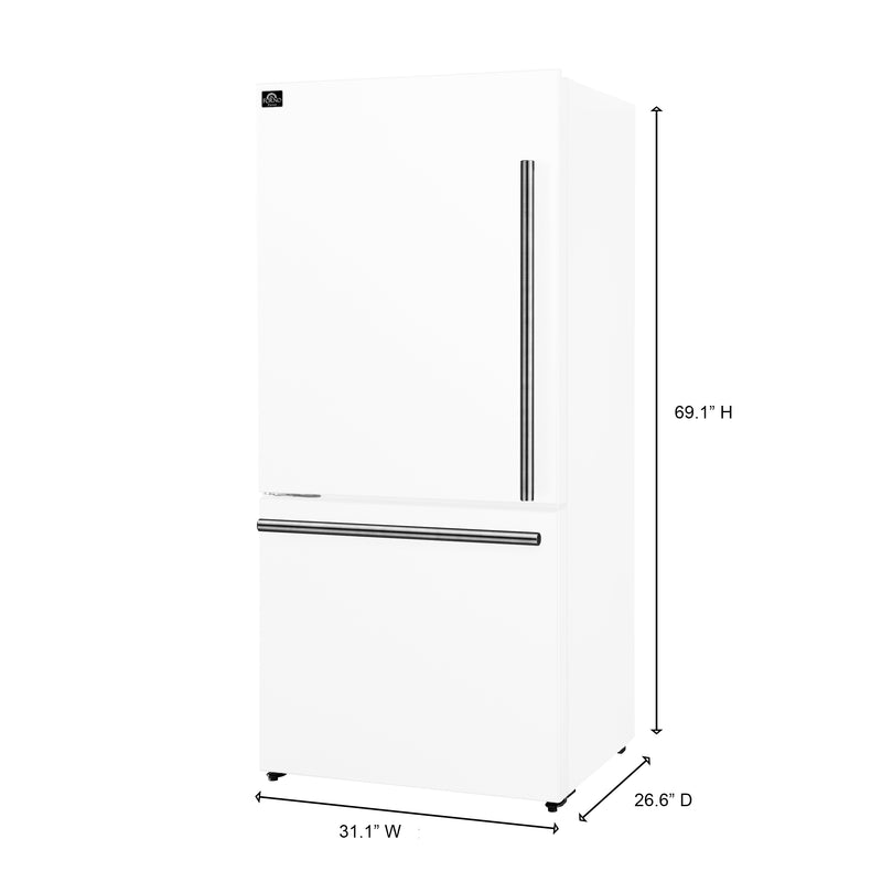 Load image into Gallery viewer, Forno Milano Espresso 31-Inch, White Bottom Freezer Refrigerator - FFFFD1786-31WHT