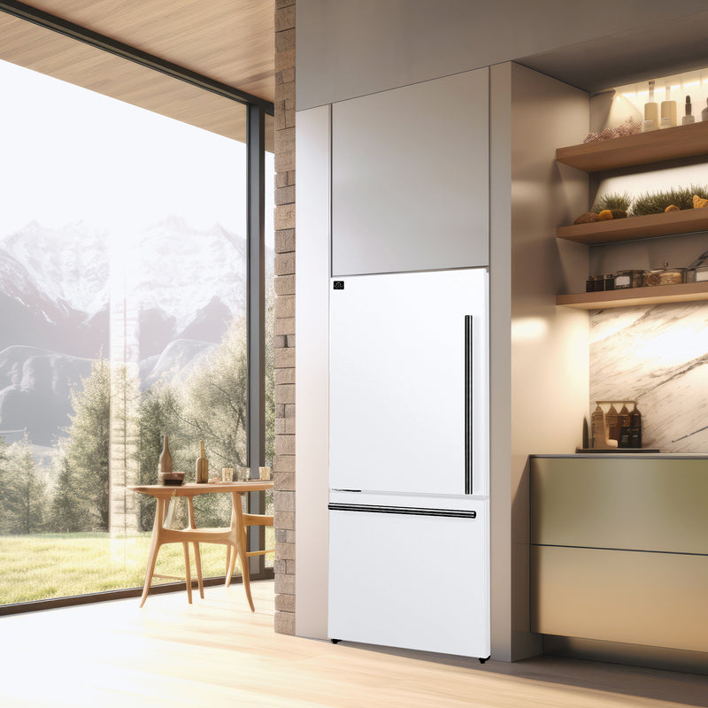 Load image into Gallery viewer, Forno Milano 2-Piece 62-Inch, White Freestanding Dual Bottom Freezer Refrigerator - FFFFD1787-60WHT