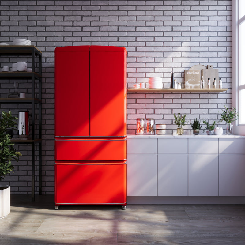 Load image into Gallery viewer, Forno Luigi 33-Inch French Door Refrigerator, 18 cu.ft, Red Finish, Handle-Free Design, ENERGY STAR Certified